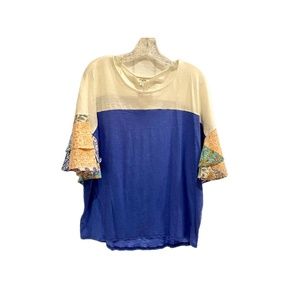 Umgee Blue Ruffled Sleeved Top